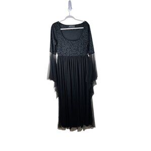 Eternal NYC Goth Vampire Witch Sheer Bell Sleeve Dress Maxi L